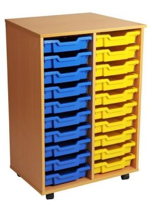 An image of Aztec Double 10 High Mobile Tray Storage - Shallow Storage Trays f...