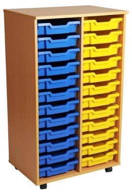 An image of Aztec Double 12 High Mobile Tray Storage - Shallow Storage Trays f...