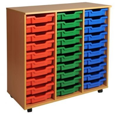 An image of Aztec Triple 10 High Tray Storage - Shallow Storage Trays for Scho...