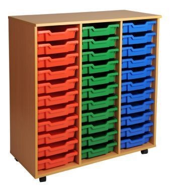 An image of Aztec Triple 11 High Tray Storage - Shallow Storage Trays for Scho...