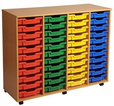 An image of Aztec Quad High Tray Storage - Shallow Storage Trays for Schools