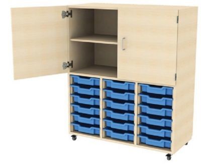 An image of Aztec Combi Store 18 Tray Unit Cupboard Above - Shallow Storage Tr...