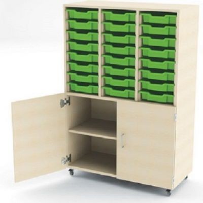 An image of Aztec Combi Store 24 trays with Cupboard Below - Shallow Storage T...