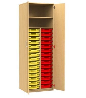 An image of Aztec Double Door Cupboard with 30 Trays - Shallow Storage Trays f...