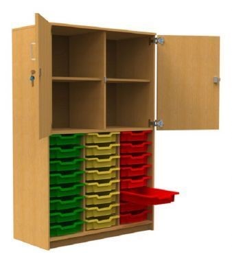 An image of Aztec Storage Cupboard with 24 Trays and 4 Compartments - Shallow...