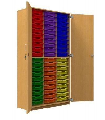 An image of Aztec Storage Cupboard with 60 Trays - Shallow Storage Trays for S...