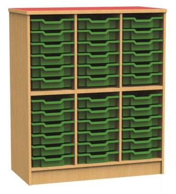 An image of Funky 36 Tray Storage Unit - Shallow Storage Trays for Schools