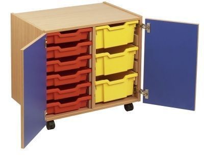 An image of Smartie 12 Mobile Classroom Cupboard - Coloured Storage