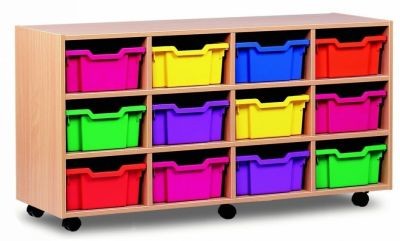 An image of All Sorts 12 deep Tray Unit - Deep Storage Trays for Schools