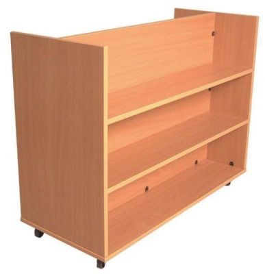 An image of Double Sided Flat Shelf Book Trolley - Lunch Trolleys for Schools