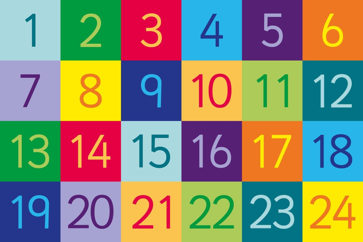 An image of Rainbow 1- 24 Numbers Carpet