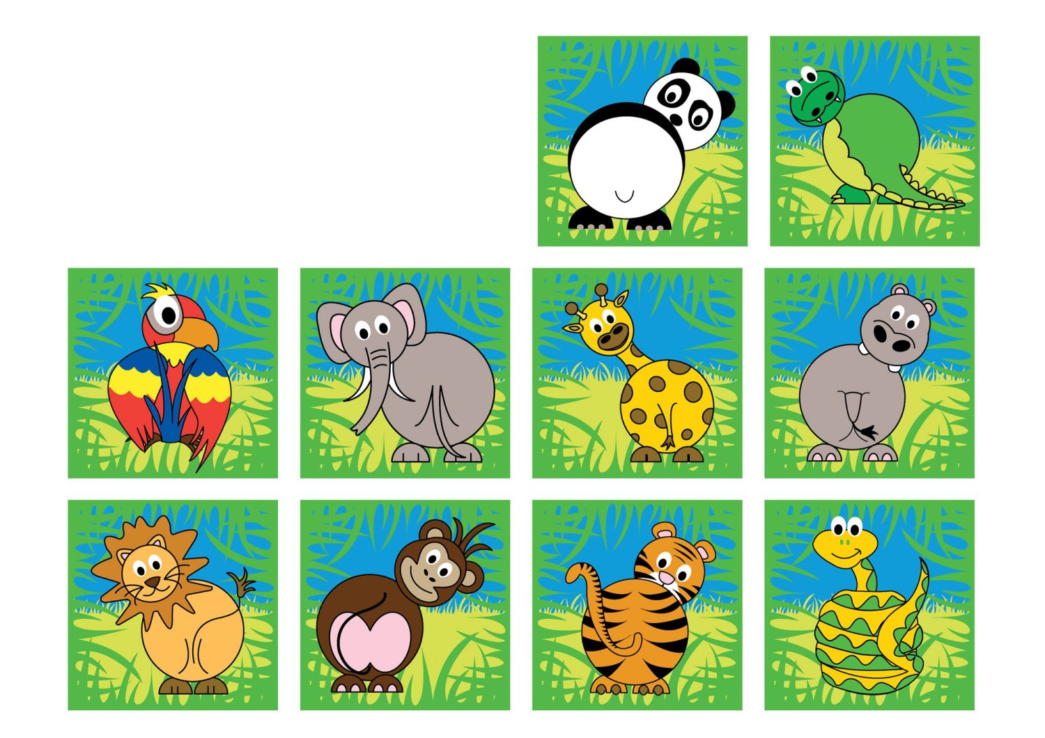 An image of Town and County Zoo Animals Mini Placement Mats