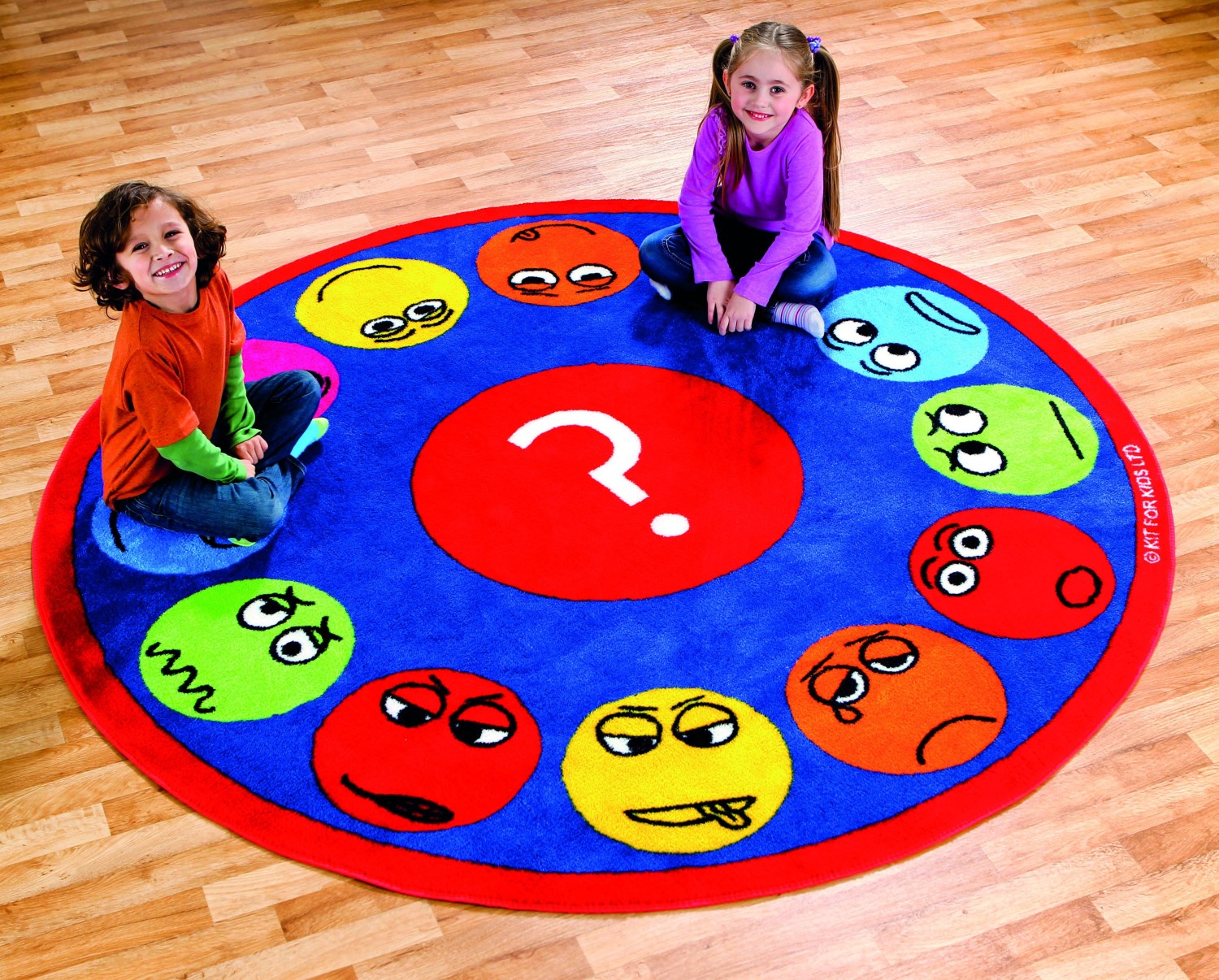 An image of Emotions Faces Interactive Circular Carpet