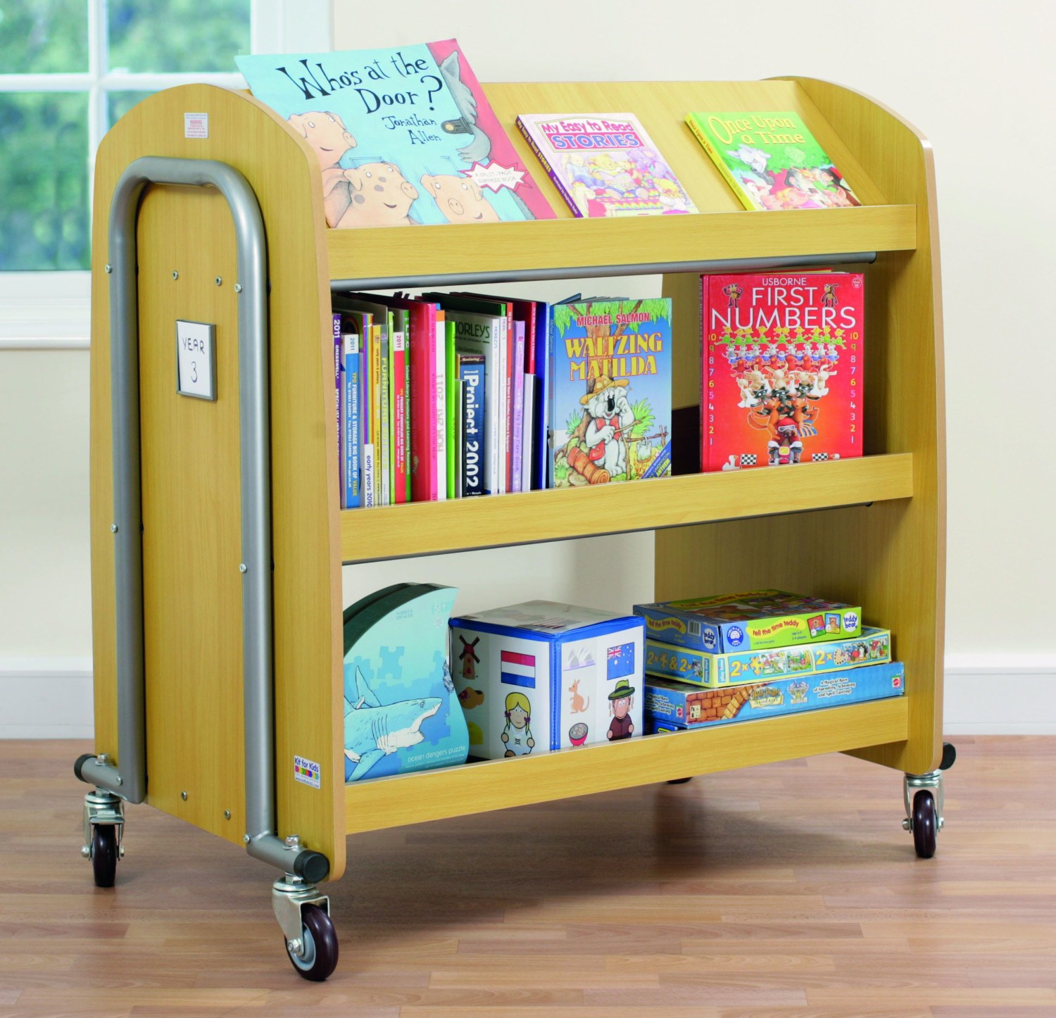 An image of Tuf 2 Library Trolley and Display Shelf - Lunch Trolleys for Schoo...