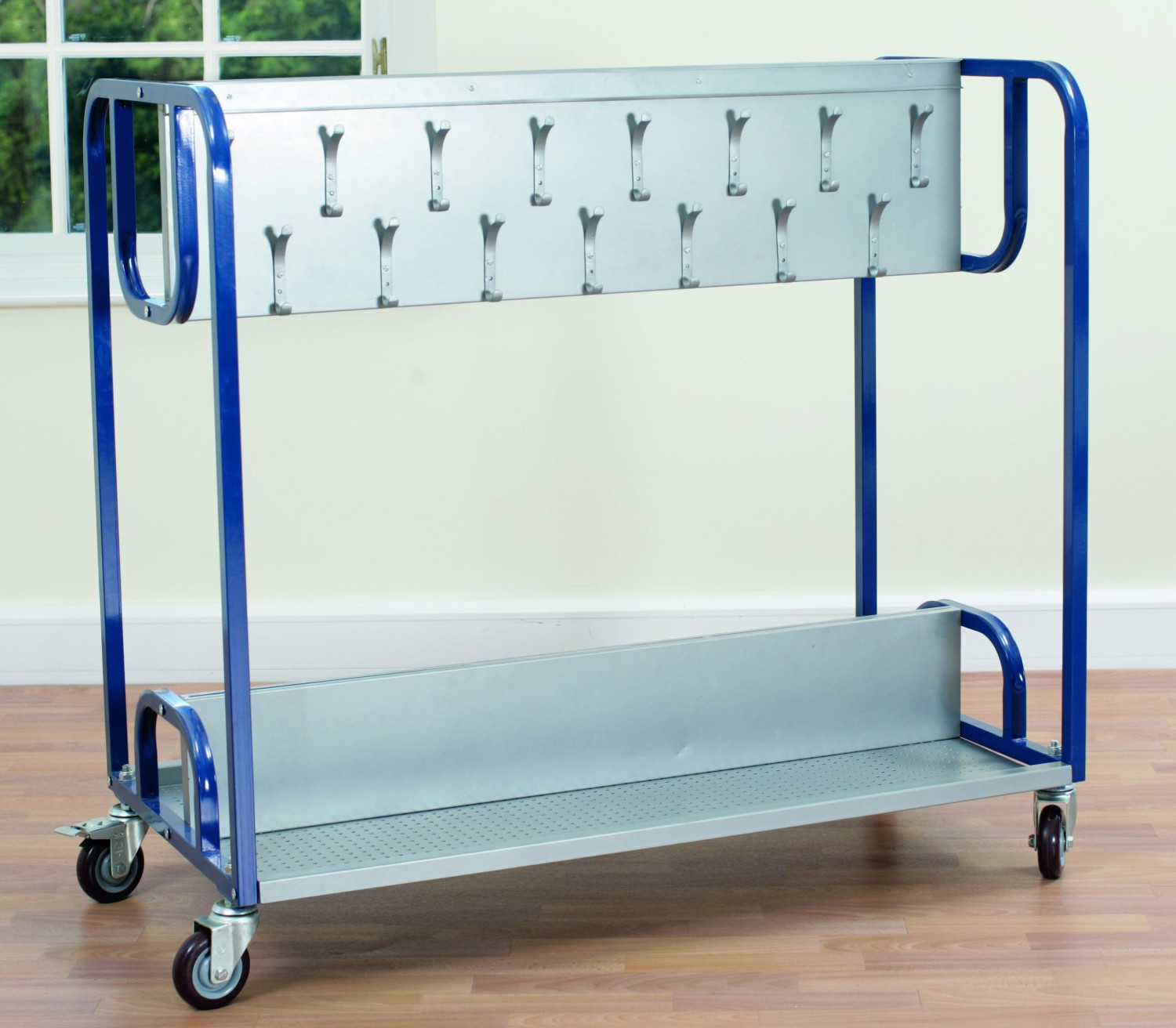 An image of Tuf Steel Classroom Coat Trolley - Lunch Trolleys for Schools