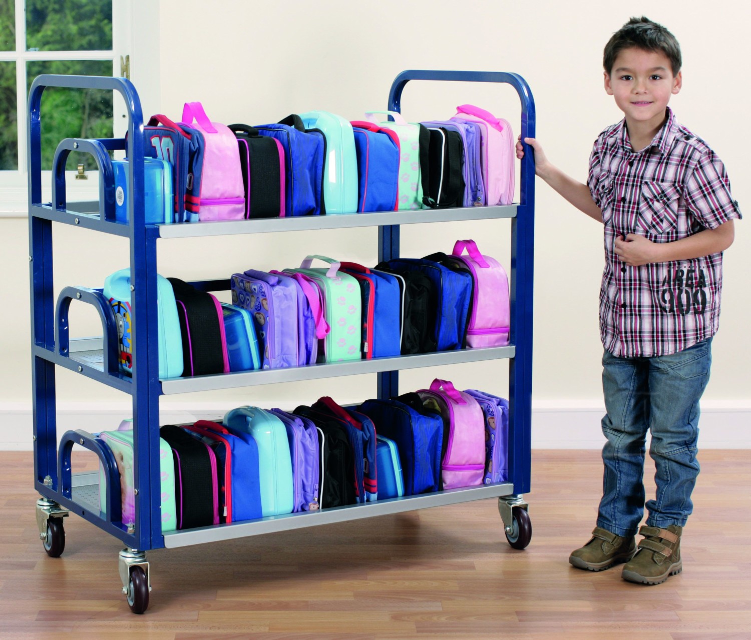 An image of Tuf Steel Double Lunchbox Trolley - Lunch Trolleys for Schools