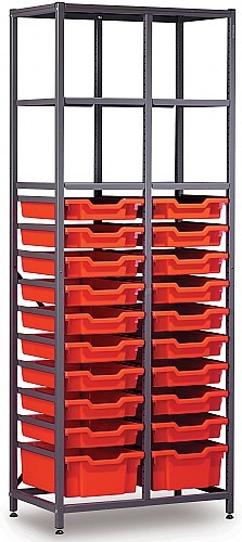 An image of Gratnells 2 Column Storage Rack with 20 Trays