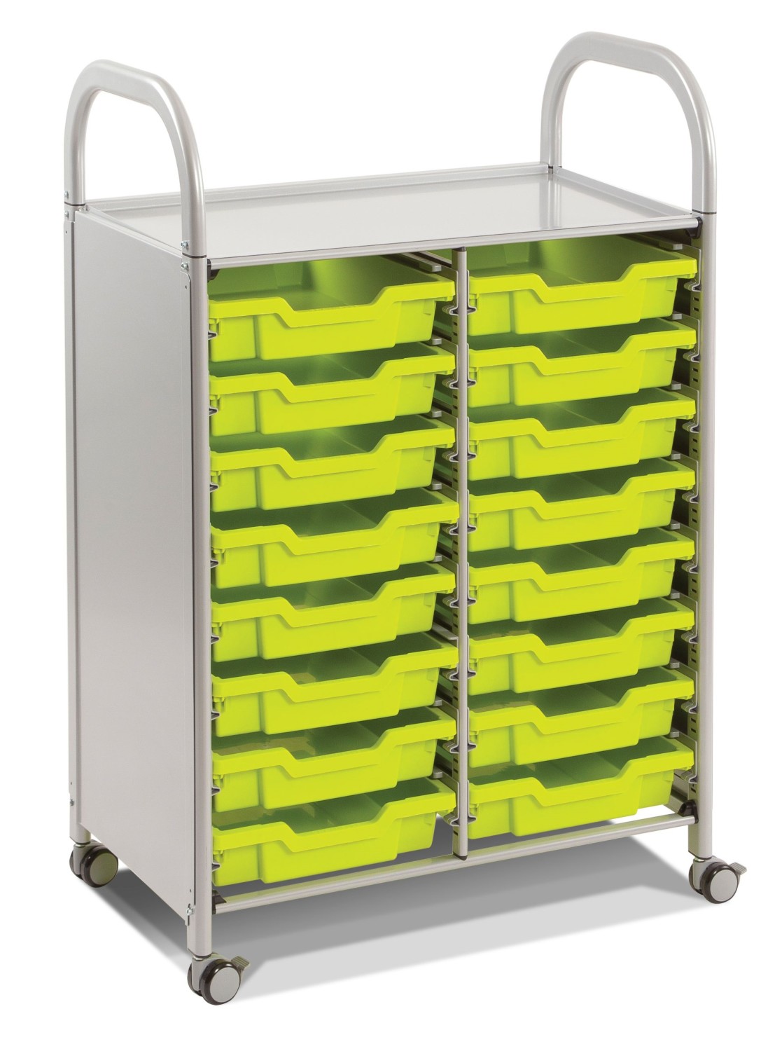 An image of Callero Two Column Storage Trolley with 16 Trays - Lunch Trolleys...