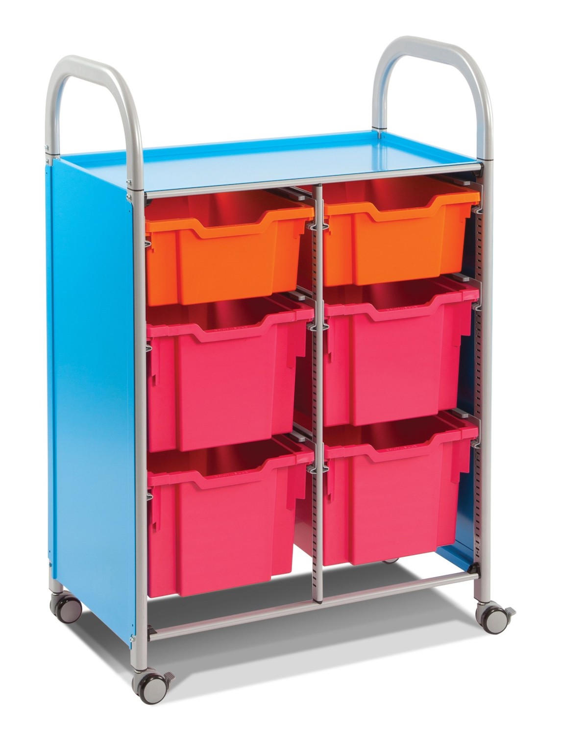 An image of Callero 2 Column Storage Trolley with Deep & Extra Deep Trays...