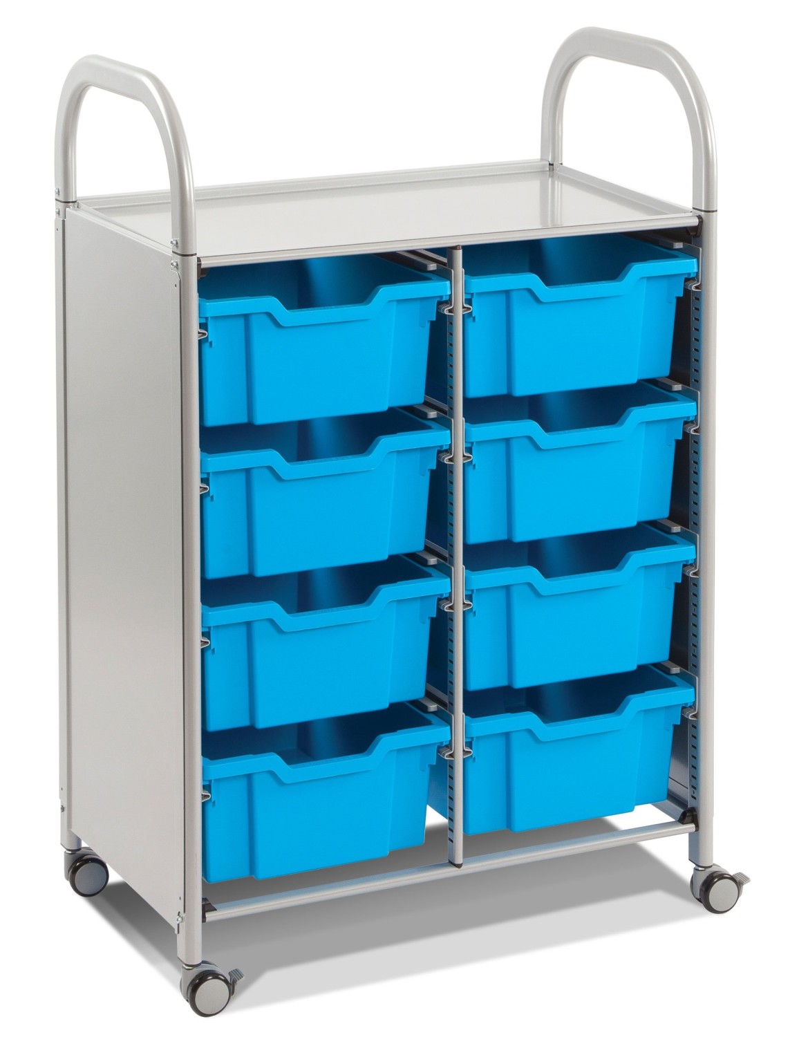 An image of Callero Two Column Storage Trolley with 8 Deep Trays - Lunch Troll...