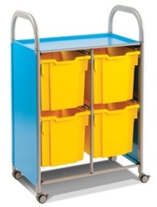 An image of Callero Two Column Storage Trolley with 4 Jumbo Trays - Lunch Trol...