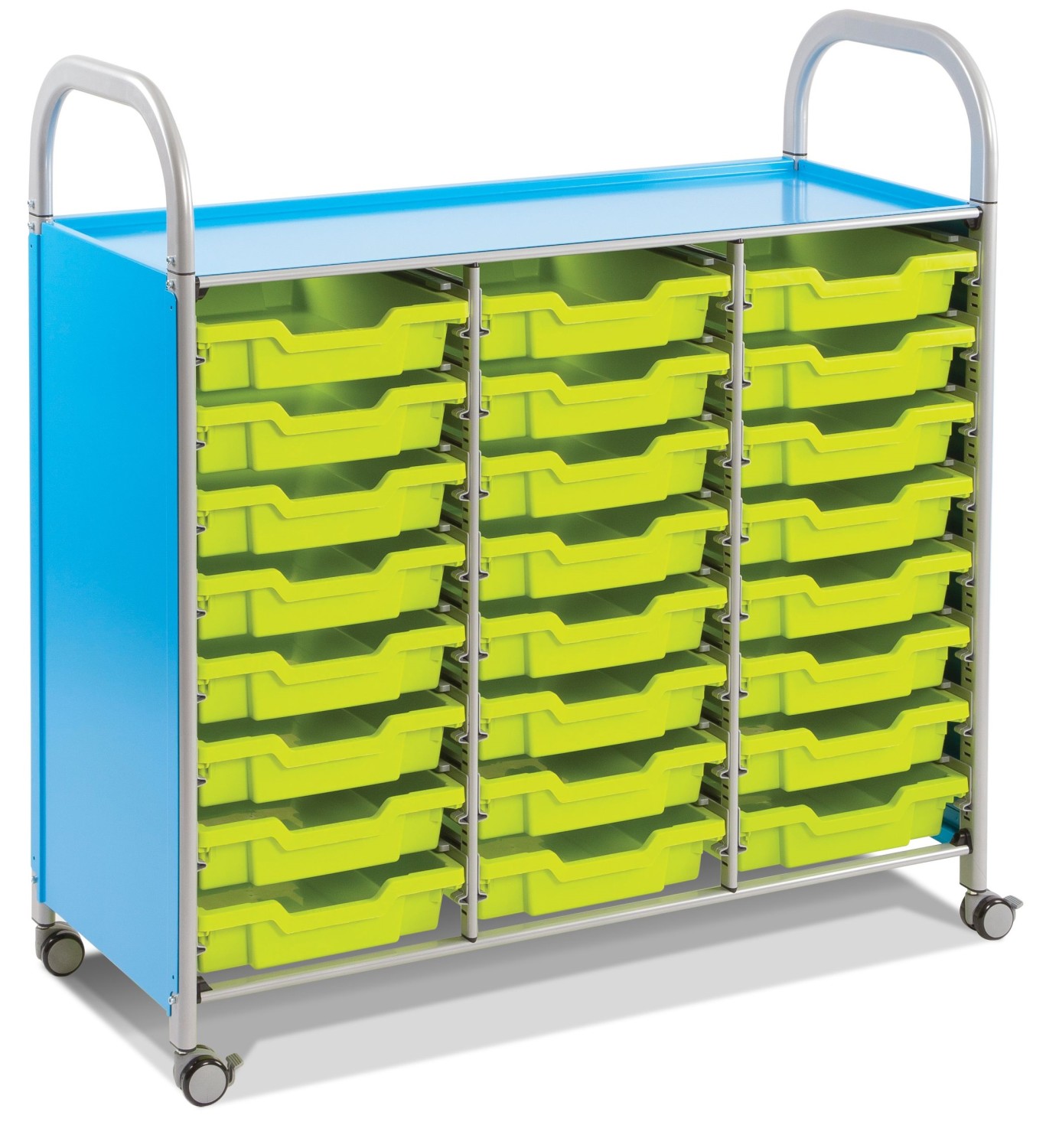 An image of Callero Three Column Storage Trolley with 24 Shallow Trays - Lunch...