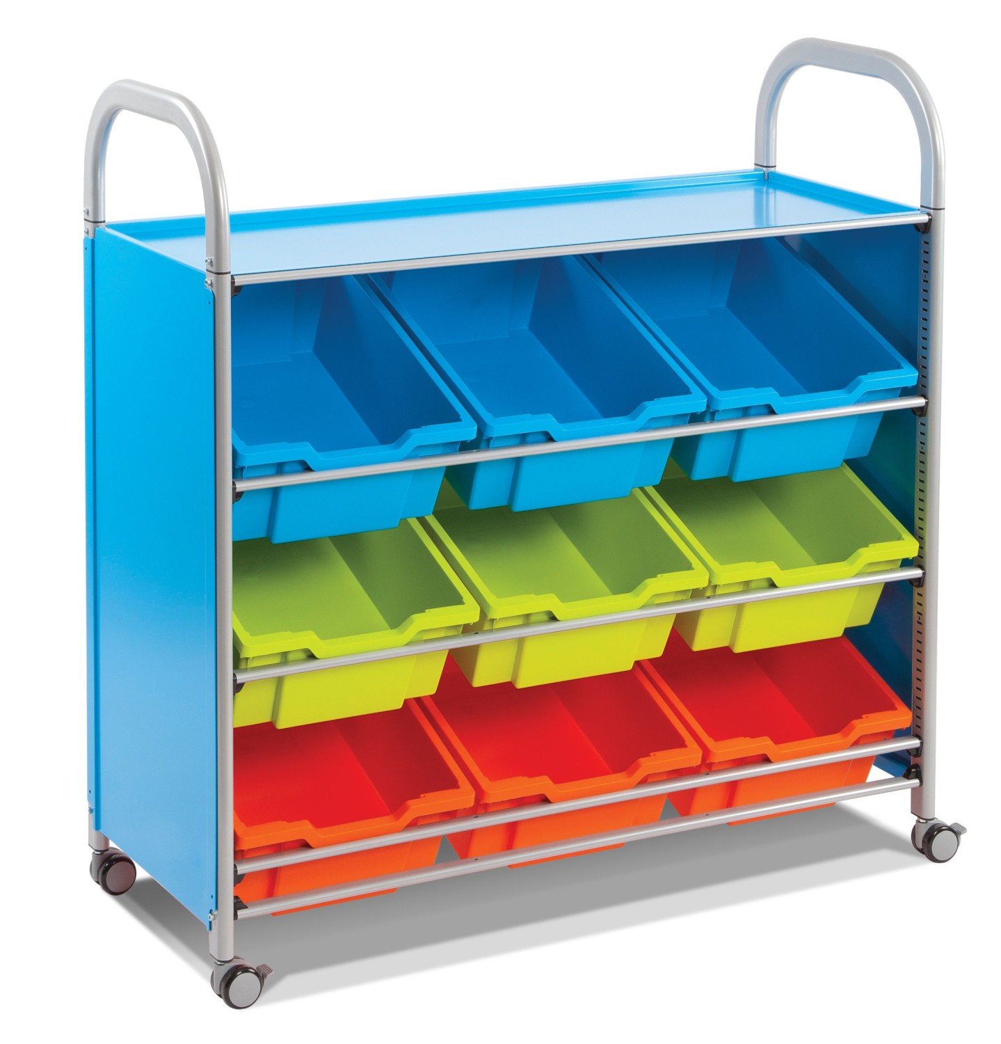 An image of Callero Tilted Tray Trolley - Lunch Trolleys for Schools