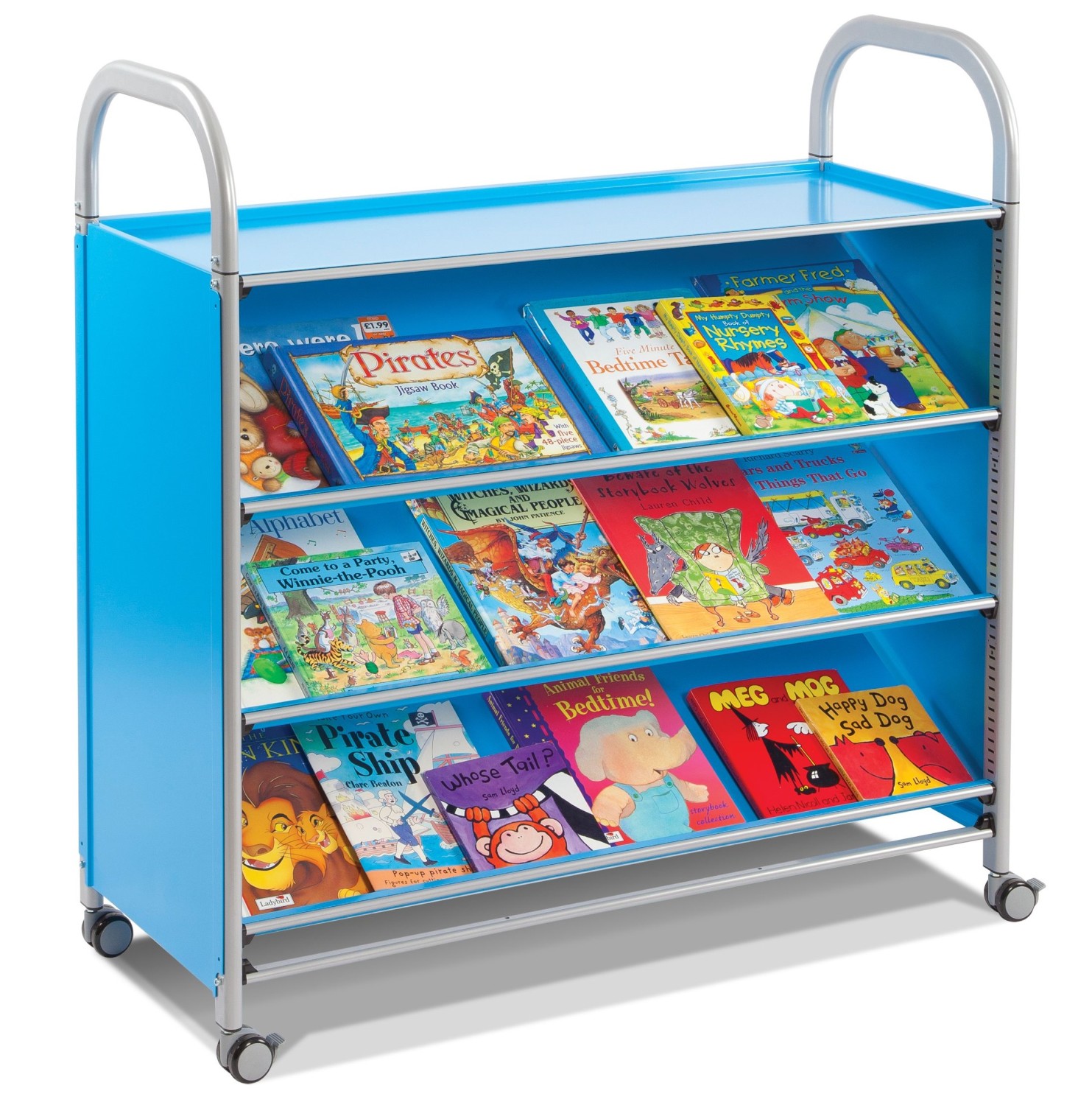 An image of Callero Tilted Shelf Trolley - Lunch Trolleys for Schools