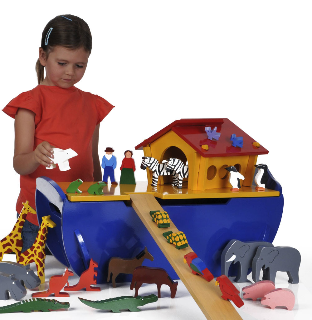 An image of Large Wooden Noah's Ark Play Set