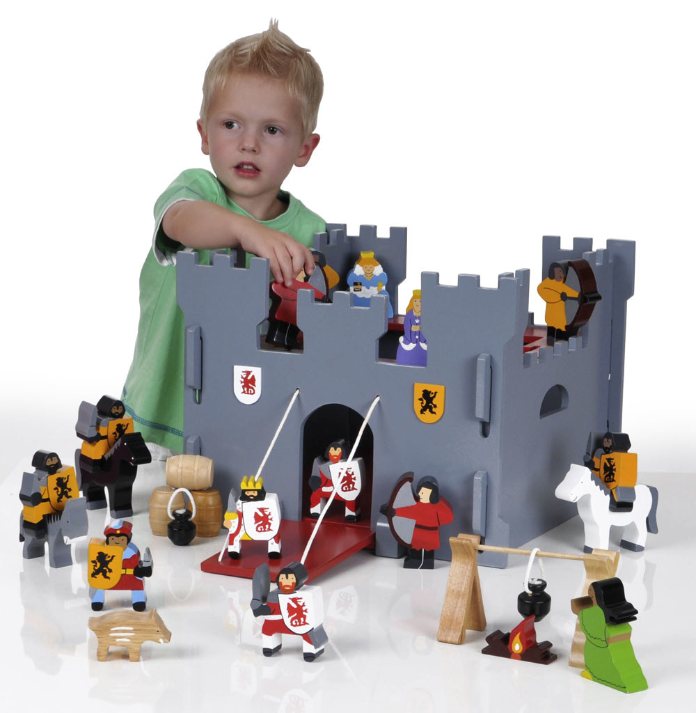 An image of Wooden Medieval Castle & Figure Set