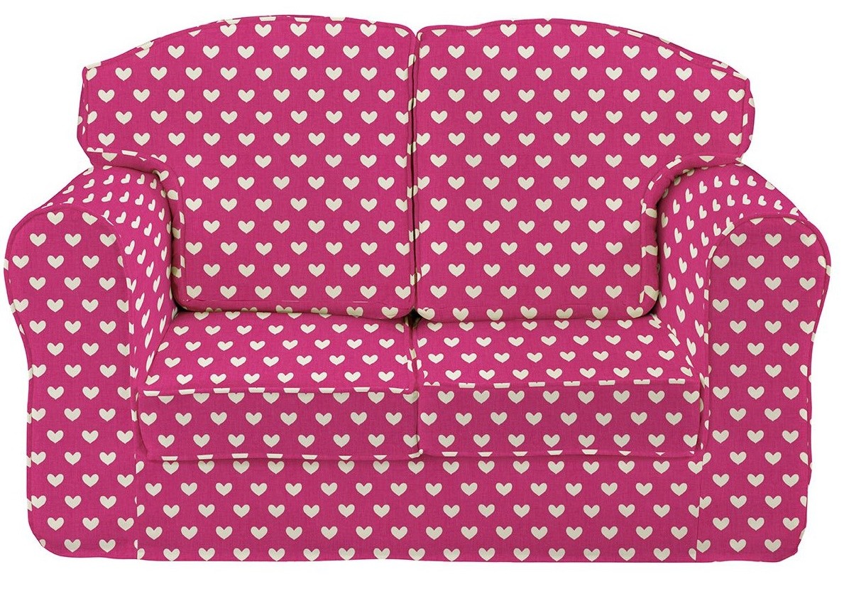 An image of PInk Hearts Loose Cover Sofa