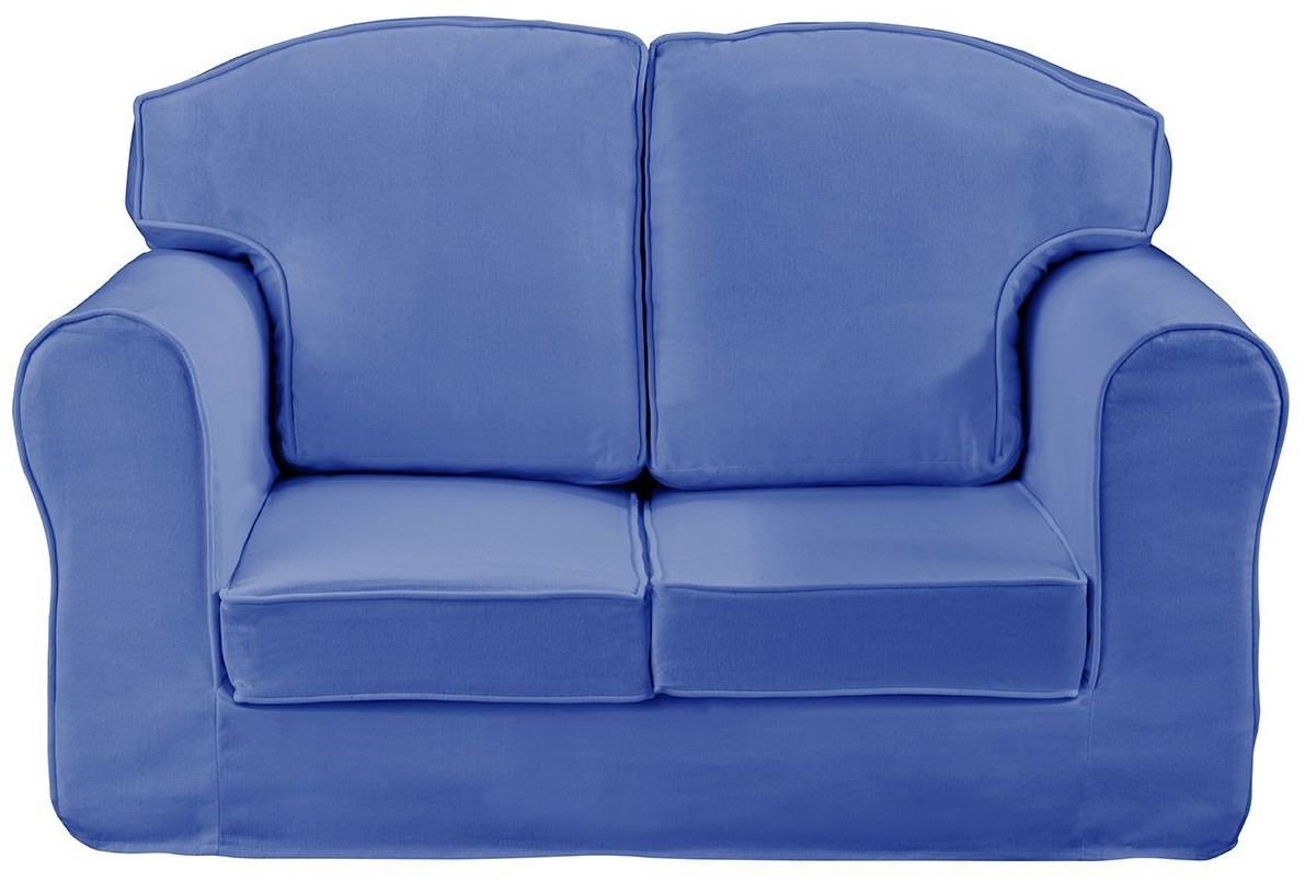 An image of Plain Blue  Loose Cover Sofa