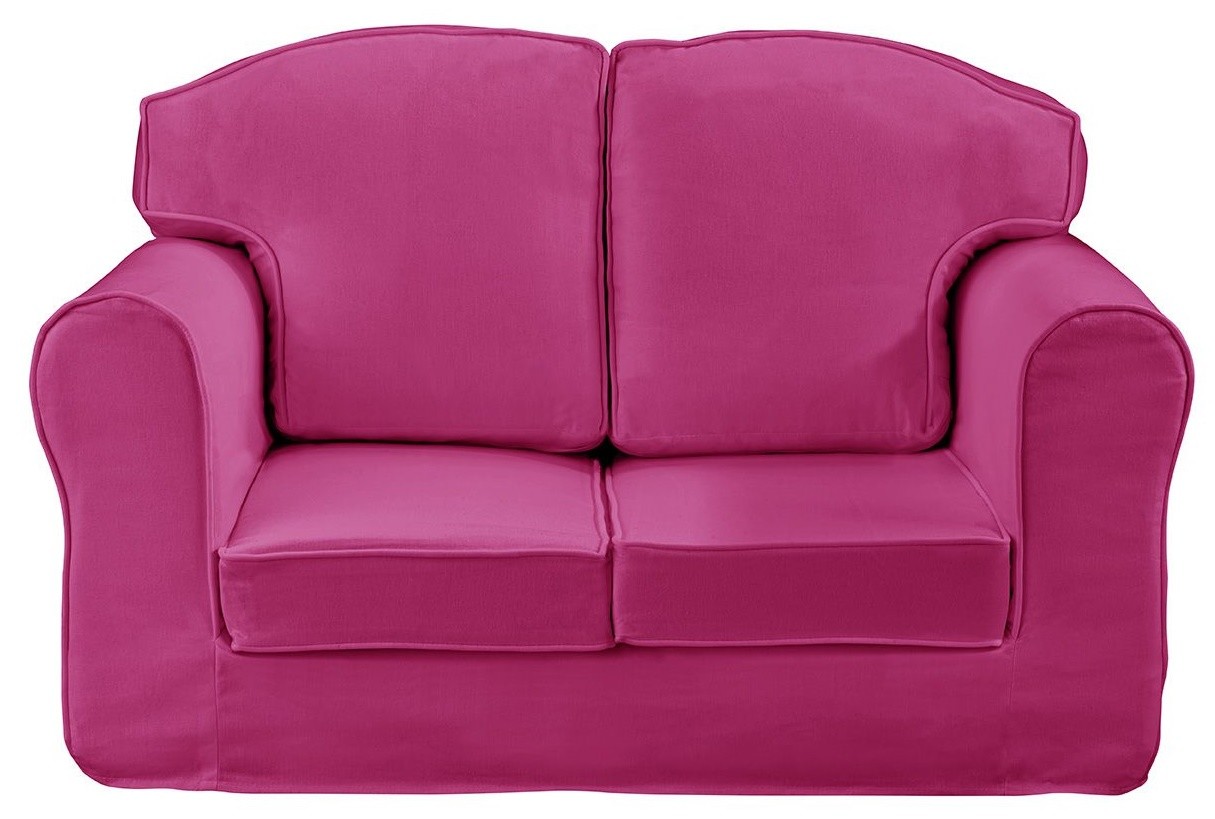 An image of Plain Pink Loose Cover Sofa