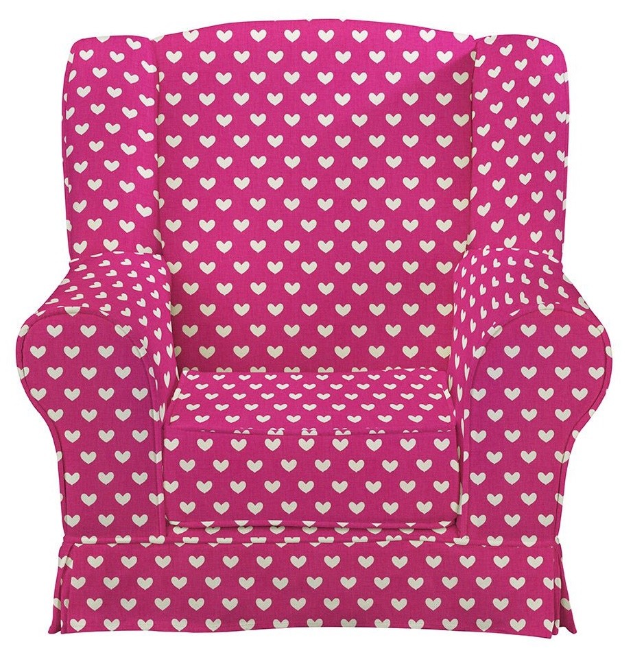 An image of JK Pink Hearts Wing Chair