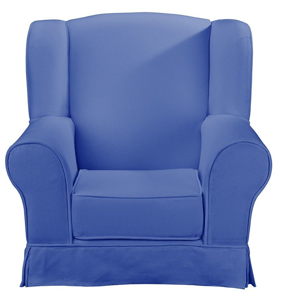 An image of JK Plain Blue Wing Chair