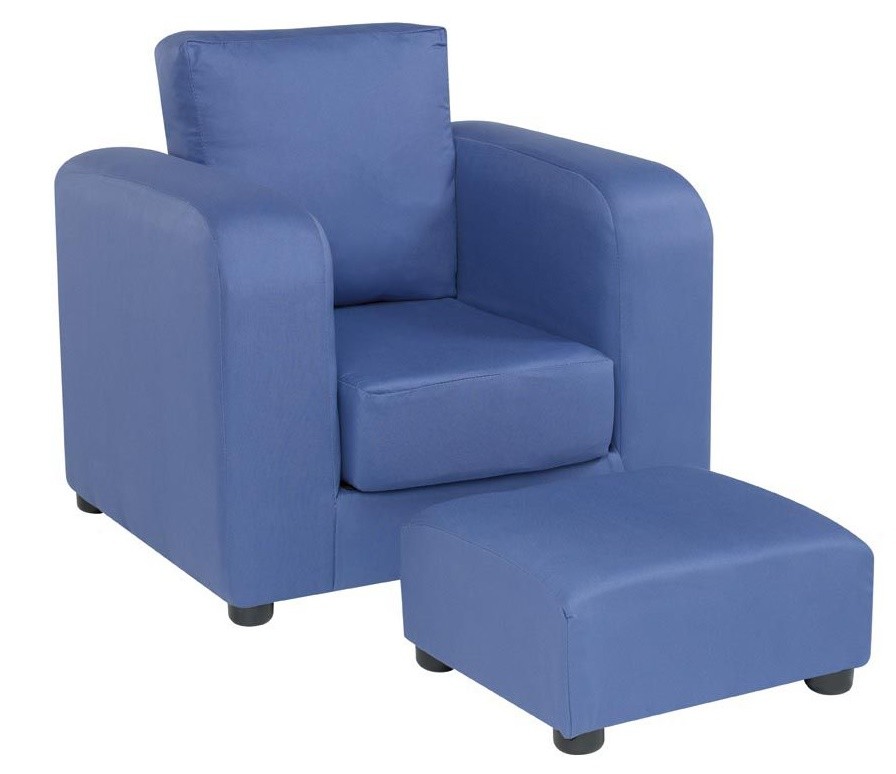 An image of JK Plain Blue  Armchair and Footstool