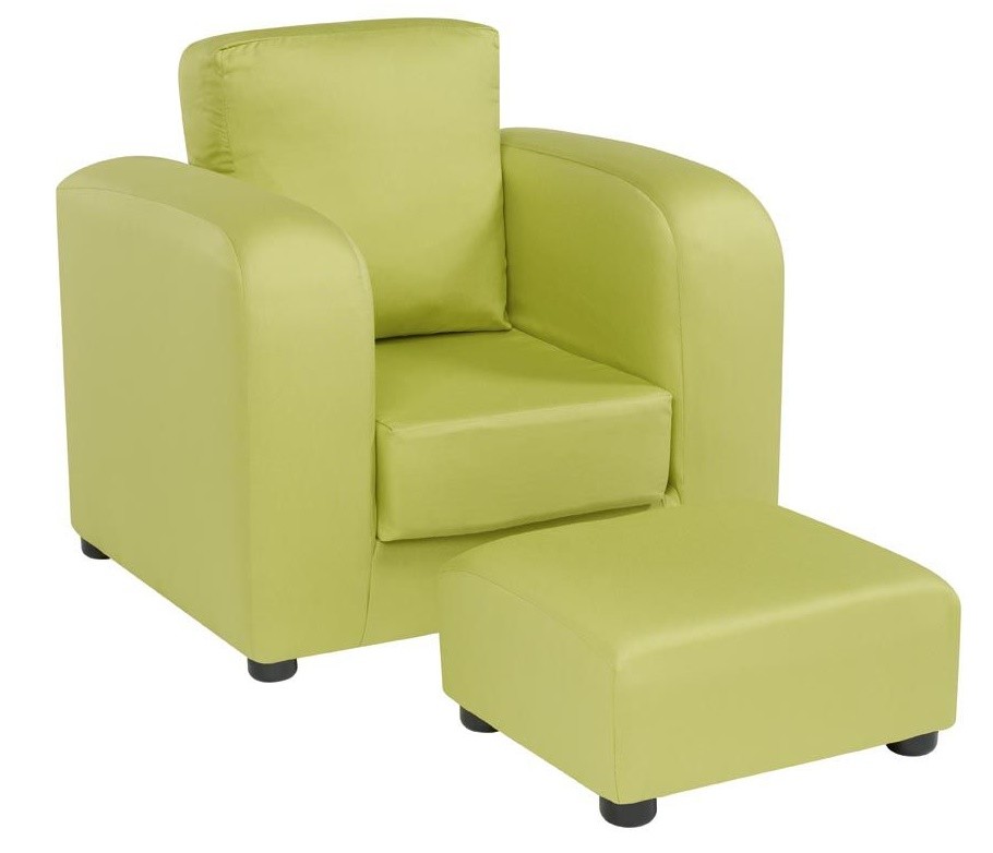 An image of JK Plain Green Armchair and Footstool