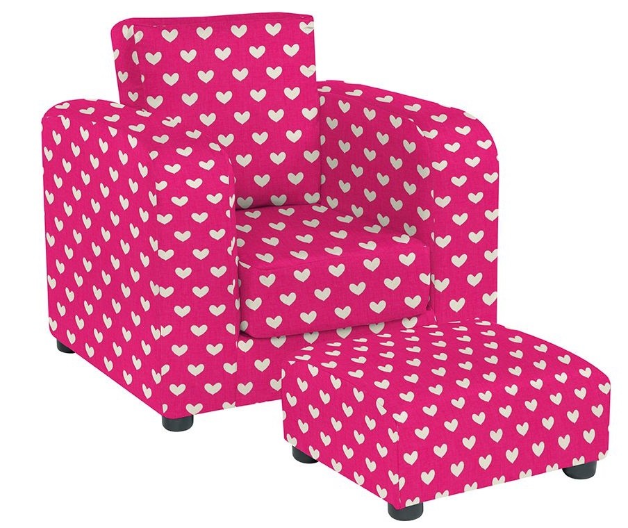 An image of JK Pink Hearts Armchair and Footstool