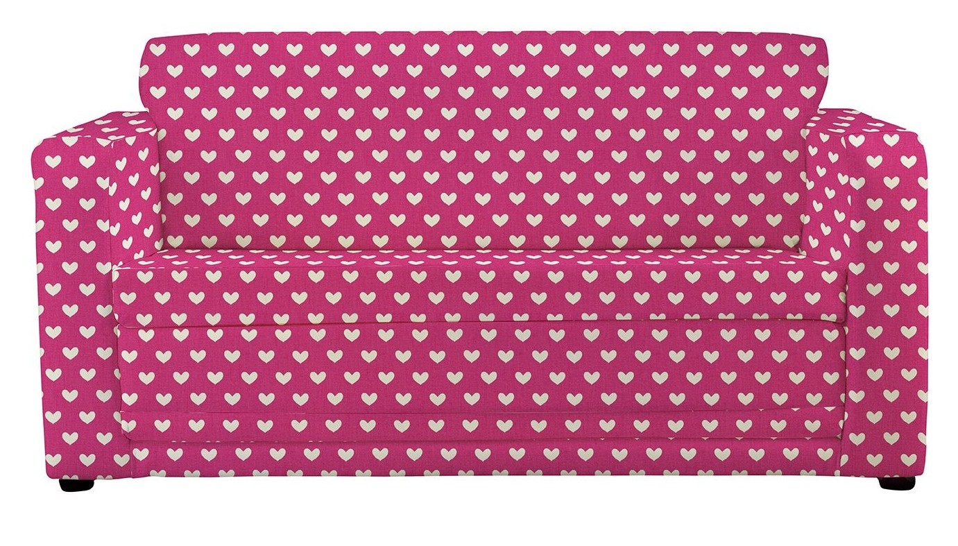 An image of JK Pink Hearts Sofa Bed