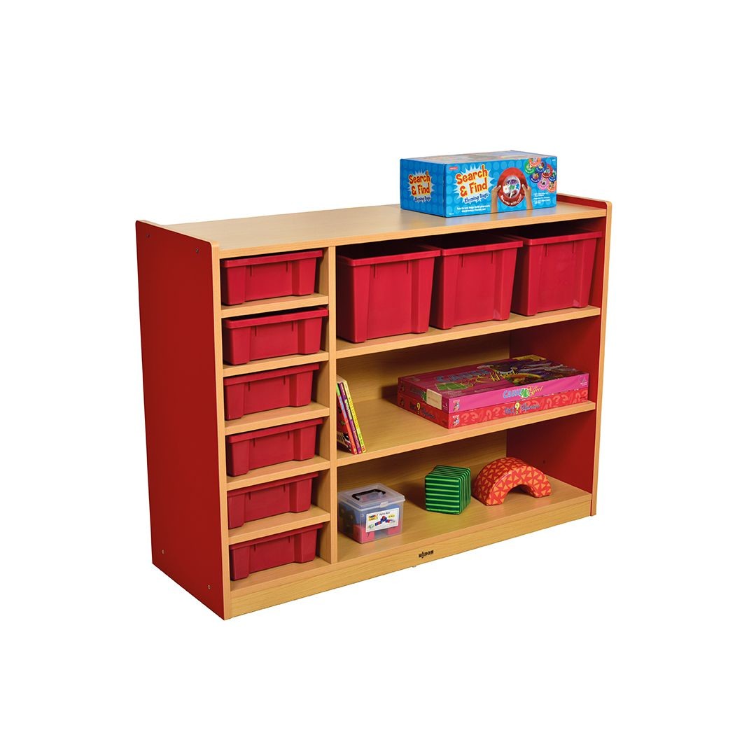 An image of MLN Wooden 3 Level Unit - 9 Compartment - Combi Trays for Schools