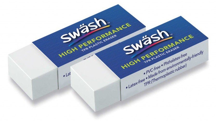 An image of Swash High Performance White Plastic Erasers - 48