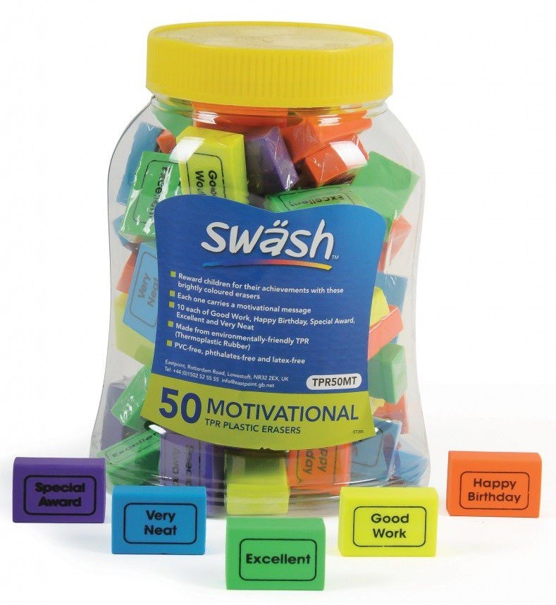 An image of Swash Motivational Erasers - 50