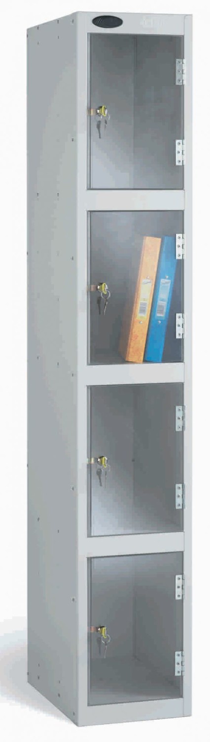 An image of Four Door Lockers with Clear Doors