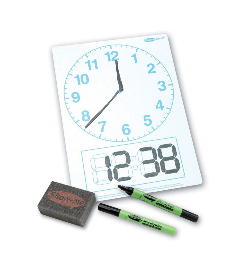 An image of Show Me Clock-Faced Drywipe Boards