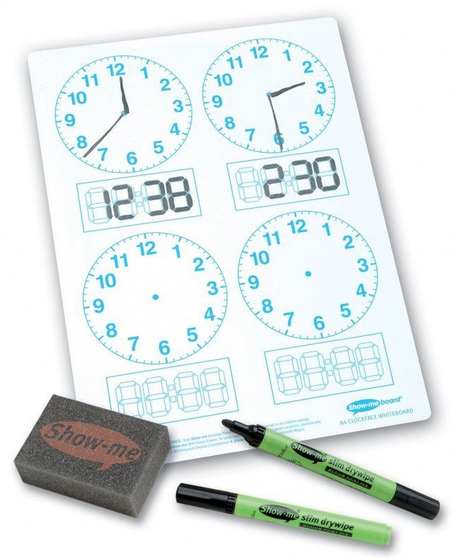 An image of Show Me Clock-Faced 4 Panel Drywipe Boards