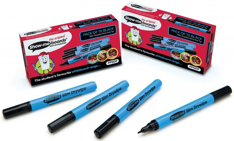 An image of Show Me Fine Tip Black Pens - Whiteboards