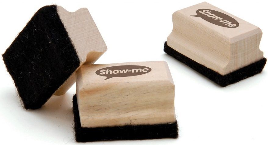 An image of Show Me Mini Wooden-Handled Erasers - Whiteboards