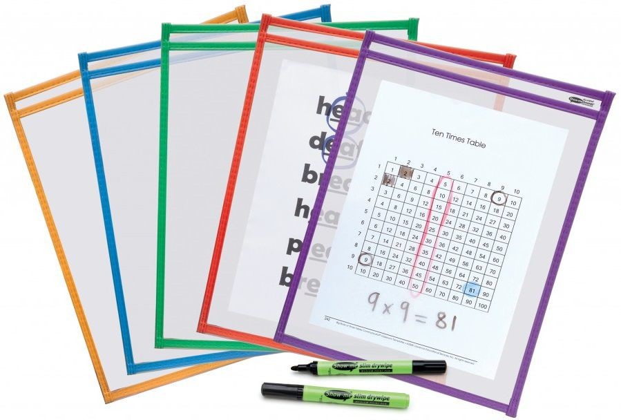 An image of Show Me Drywipe Template Pockets - Whiteboards