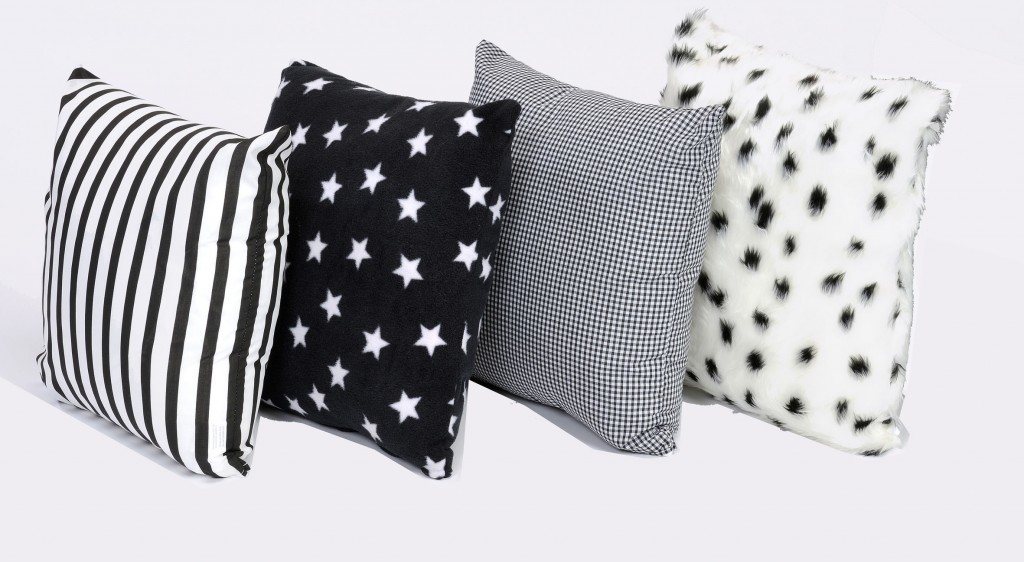 An image of 4 x Black and White Pattern Cushions