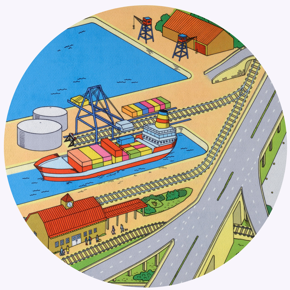 An image of Container Port Circular Mat